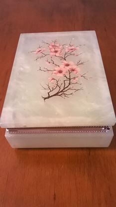 Picture of Italian Alabaster Floral Spray Trinket Box